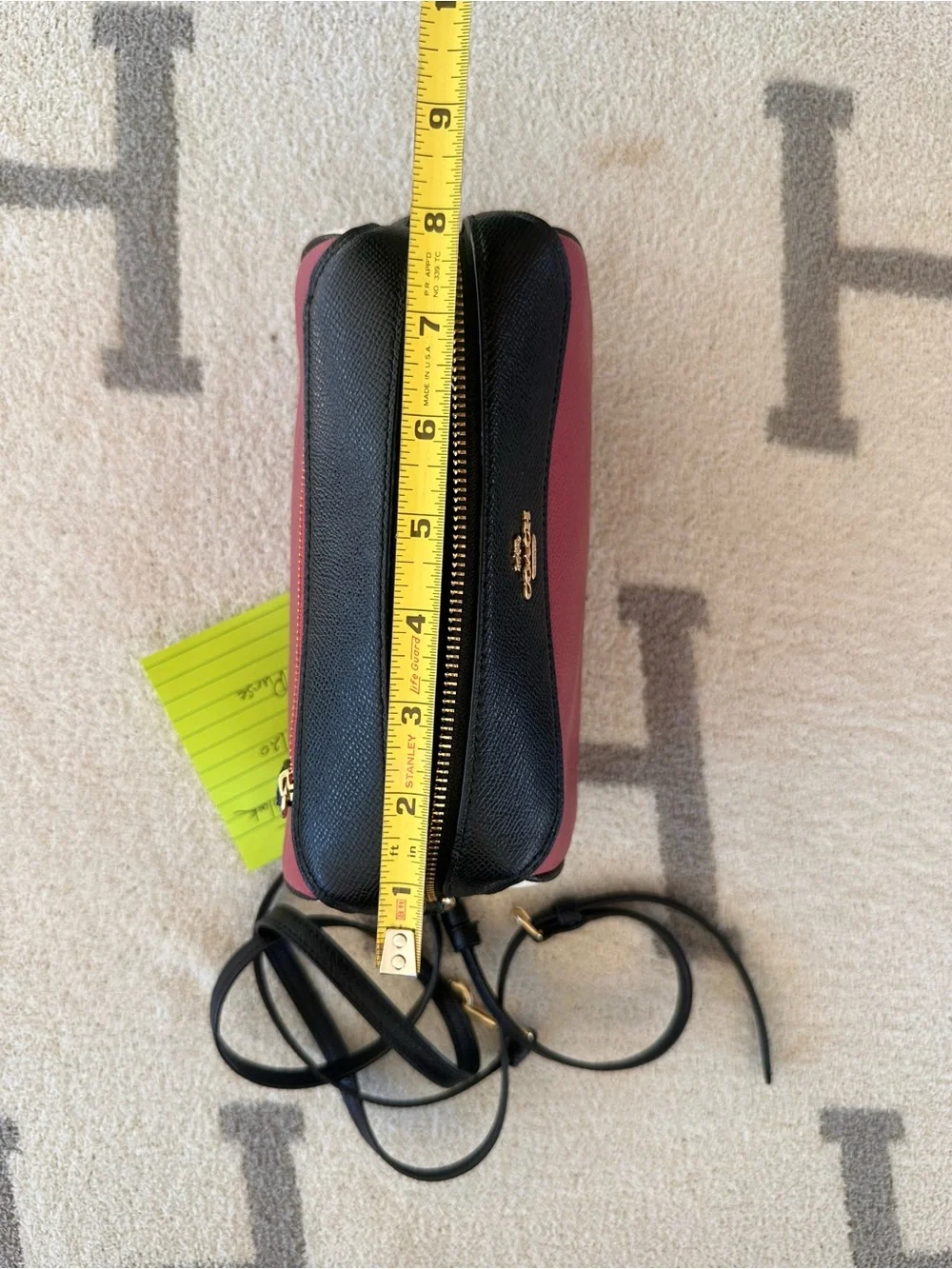 COACH Pink and Black Leather Crossbody with Gold Logo